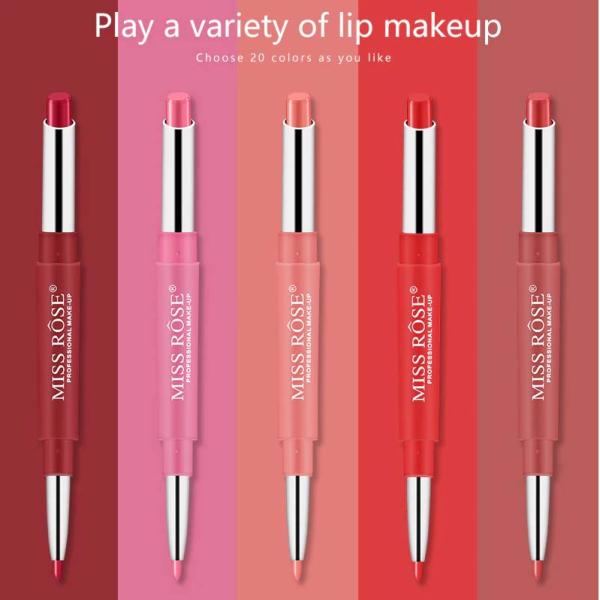 MISS ROSE 2-in-1 Lip Liner and Lipstick - Waterproof, High Pigment