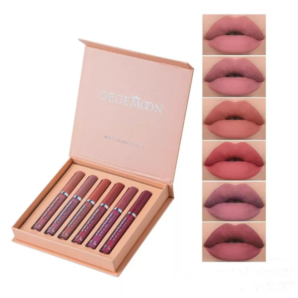 6Pcs Nude Liquid Velvet Matte Lipstick Set – Long-Lasting Waterproof Lip Gloss Kit for Women
