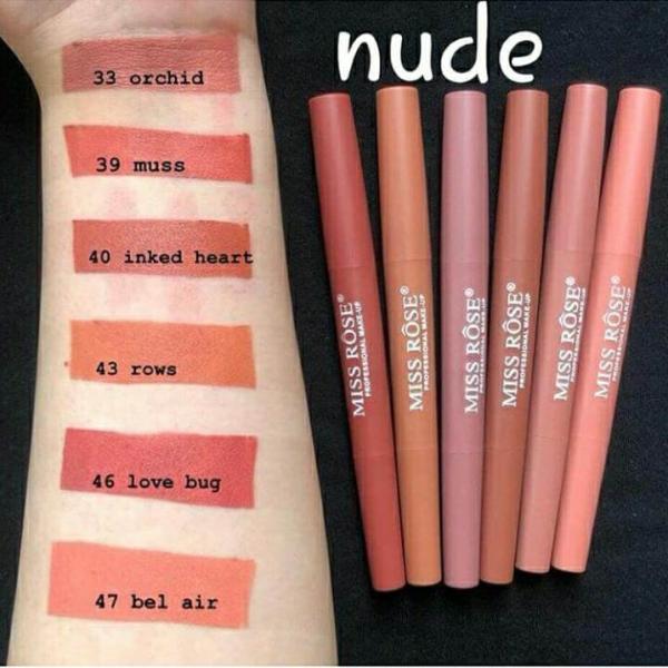 MISS ROSE 2-in-1 Lip Liner and Lipstick - Waterproof, High Pigment