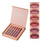 6-Piece Nude Lipstick Liquid Velvet Matte Gloss Set for Women
