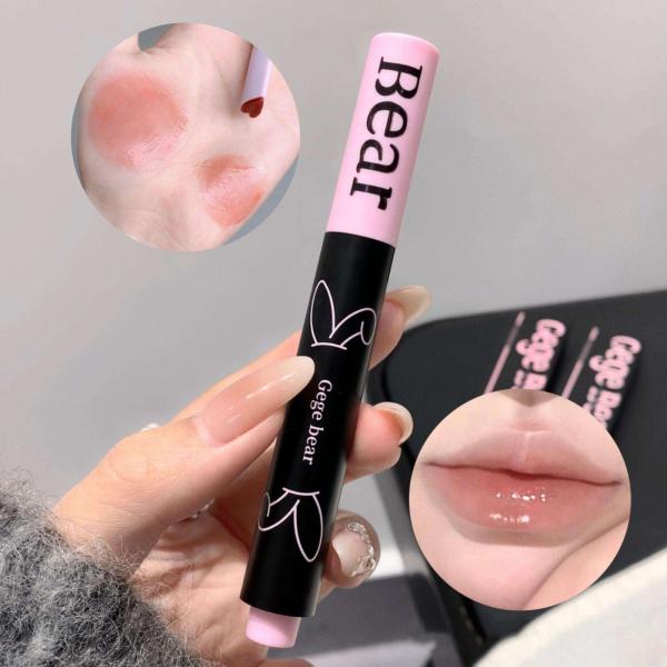 Gege Bear Heart-Shaped Moisturizing Lip Gloss & Solid Lipstick Set - 6 Shades with Vibrant Color and Hydration