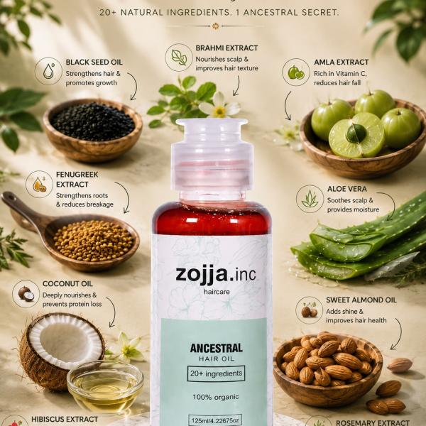 Zojja Ancestral Hair Oil – Premium Herbal Hair Growth Oil with 20+ Natural Ingredients (200ml)