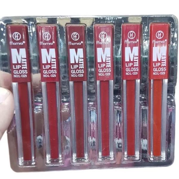 6-Piece Nude Red Matte Lipgloss Set – Long-lasting Matte Liquid Lipsticks