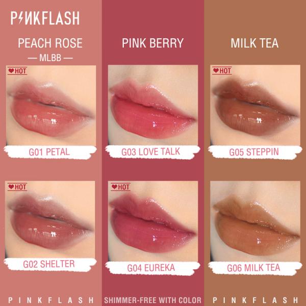 PINKFLASH Thick Lip Gloss Base Makeup - 27g Moisturizing Plumping Lip Shine with Silicone Brush