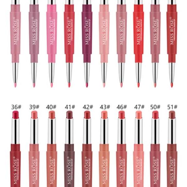 MISS ROSE 2-in-1 Lip Liner and Lipstick - Waterproof, High Pigment