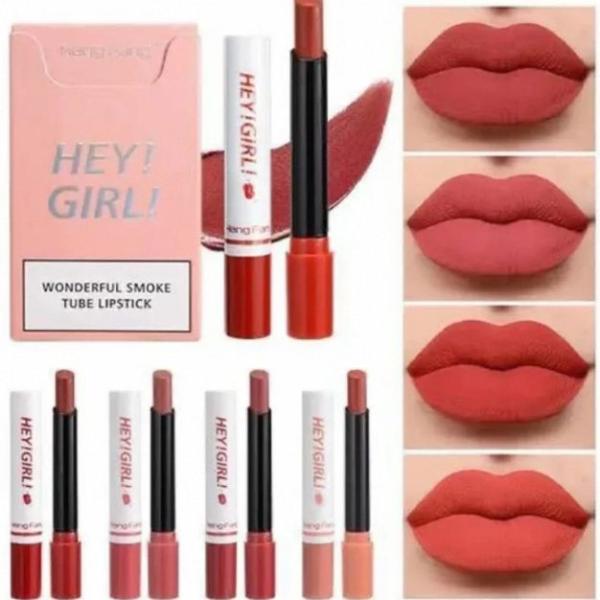HENG FENG Hey Girl Smoke Tube Lipstick Set of 4 - Smooth Application, Rich Shades