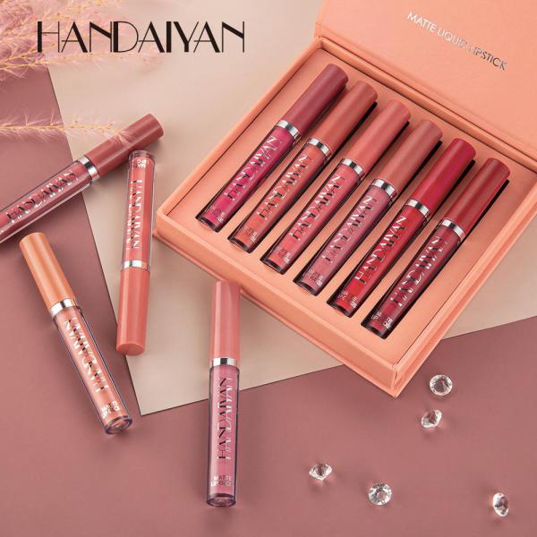 Handaiyan 6-Piece Lip Gloss Set - Velvet Moisturizing Waterproof Matte Lipstick Kit with Non-Stick Formula