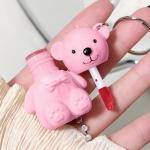 Gloss Texture Lip Glaze with Velvet Lip Bear Keychain - Long Lasting Lipstick for Women and Girls