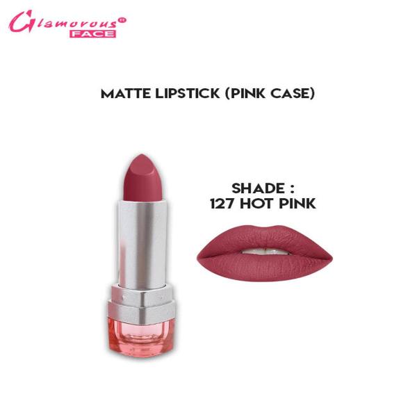 Glamorous Face Matte Lipstick with Vitamin E & Aloe Vera - Pink Case