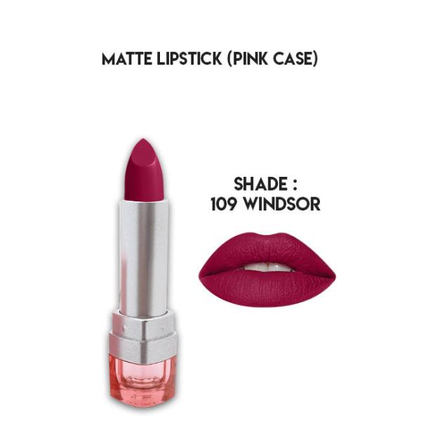 Glamorous Face Matte Lipstick with Vitamin E & Aloe Vera - Pink Case