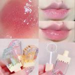 Ice Cream Shape Lip Gloss Lip Balm with Pink Shiny Waterproof Finish
