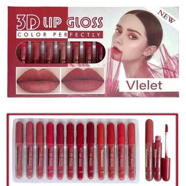 Beautious Matte Lipgloss Set of 12 - Nude and Reddish Shades