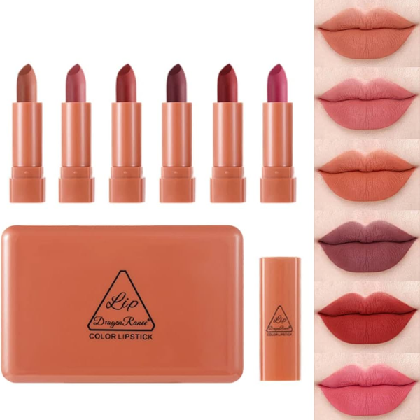 Original Dragon Ranee Mini Lipstick Set Pack of 6 - Imported Matte & Creamy Long-Lasting Lipsticks