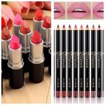 Matte Lipstick and Lip & Eye Pencil Set - Pack of 6 Lipsticks and 6 Pencils, Long-Lasting Matte Finish