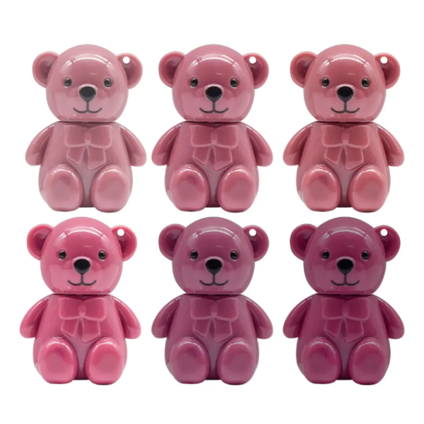 MOCALLURE Bear Matte Lip Gloss Keychain Pack of 6 with Magic Color Changing Pink Shade