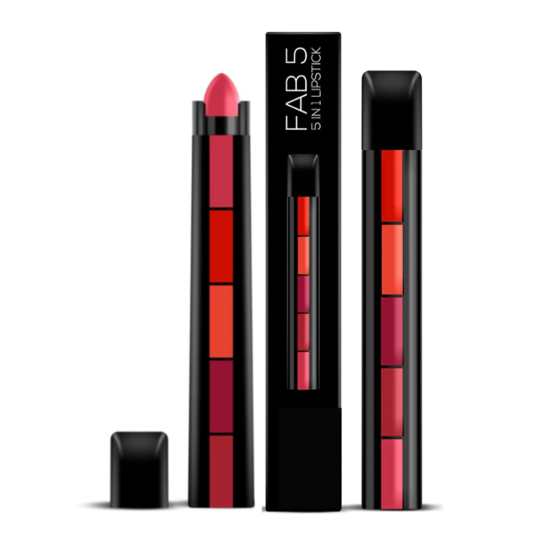 Set of 5 Mini Pen-Style Matte Lipsticks - Waterproof, Long-Lasting, Non-Stick Cup Formula for Girls & Women