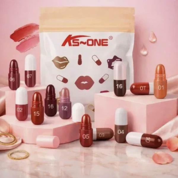 18-Piece Velvet Capsule Lipstick Set - Mini Matte, Waterproof & Moisturizing