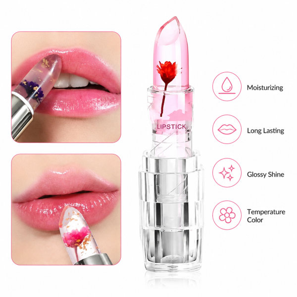 Flower Jelly Color Changing Lipstick with Temperature Activated Moisturizing Formula