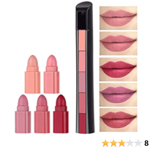 Renée FAB 5 5-In-1 Waterproof Velvet Matte Lipstick Stick - Long-Lasting, Multi-Shade Compact