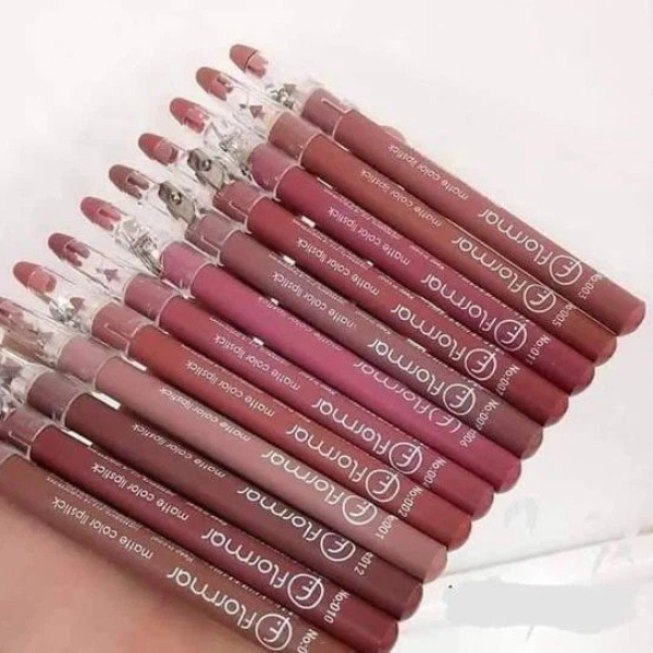 Pack of 6 or 12 Nude Matte Waterproof Lip Liner Pencils in Dark Shades