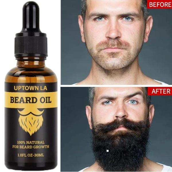UPTOWN LA  Beard Growth Oil for Men | Beard Growth Guaranteed with Argan & Geranium For faster Growth | For Beard Growth | Softness| Shine | Patchy Beard | 30 ML