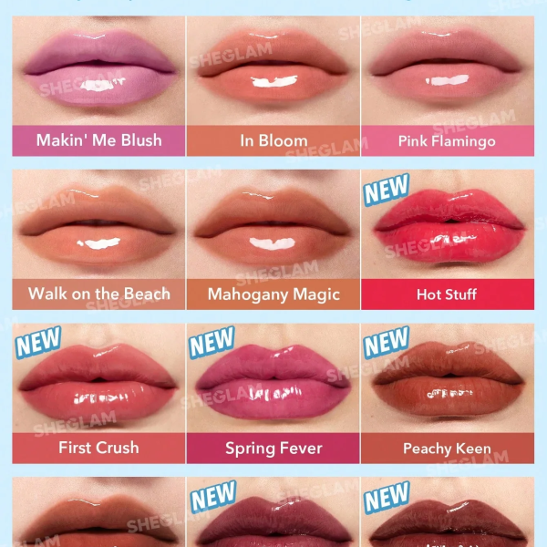 Sheglam High-Quality Moisturizing Lip Gloss with Plumping Effect and Multicolor Shine