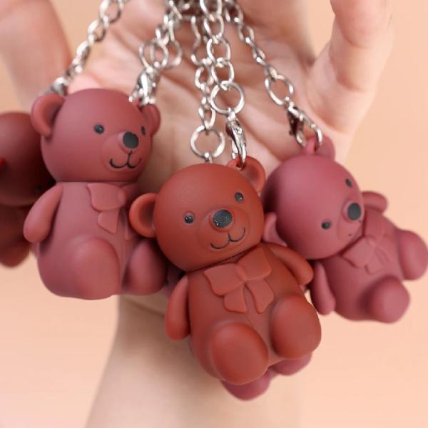 Teddy Bear Keychain Style Matte Lip Gloss with Smooth Finish and Portable Design for Girls