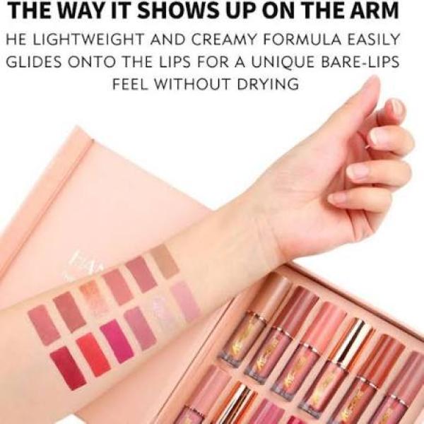 Lip Gloss Book Kit – 12-Piece Set of Moisturizing Matte Liquid Lipsticks, 2.5ml Each