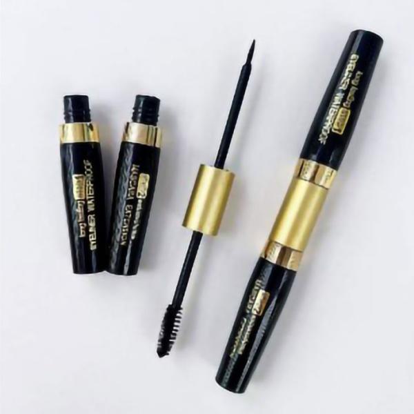 2-in-1 Waterproof Eyeliner and Mascara in Deep Black – Smudge-Proof, Long-Lasting Bold Eye Makeup
