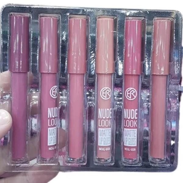 6-Piece Nude Red Matte Lipgloss Set – Long-lasting Matte Liquid Lipsticks