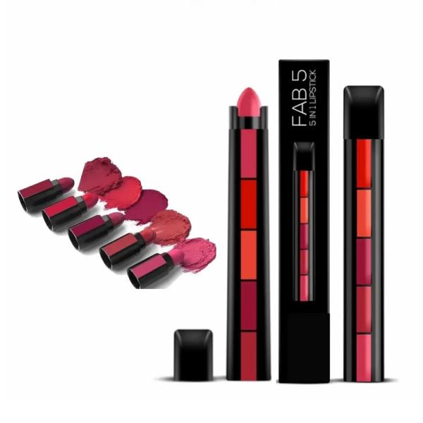 Julystar 5-in-1 Matte Lipstick Collection with Random Colors – Multi-Step Lip Makeup