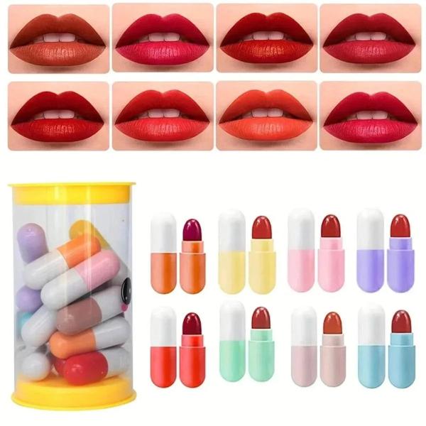 Mini Matte Lipstick Set - Portable Capsules with Vibrant Long-Lasting Colors