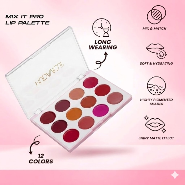 12 Colors Professional Lipstick Palette Kit with Long-Lasting Matte Finish