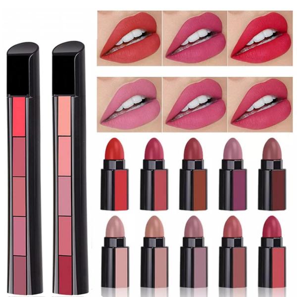 Beautious 5 in 1 Matte Lipstick Kit - 5 Shades in Poppy and Nude Variants