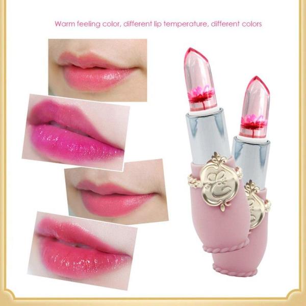 EMPER Transparent Flower Jelly Lipstick - Temperature Color Change, Waterproof, Long Lasting
