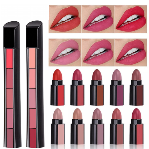 Beautious 5 in 1 Matte Lipstick Kit - 5 Shades in Poppy and Nude Variants