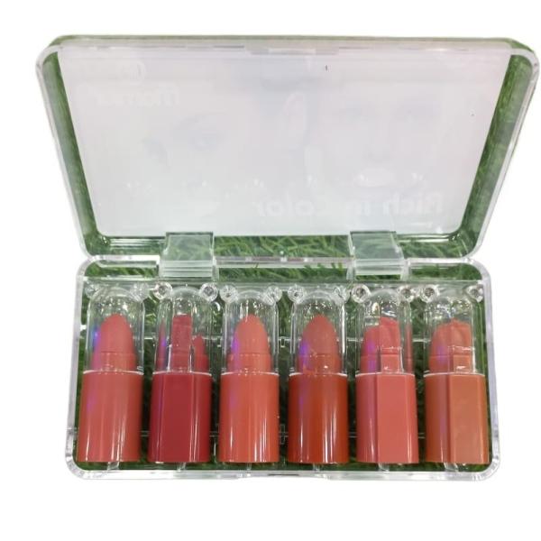 Pack of 6 Velvet Matte Mini Lipsticks - Compact Luxury Lip Color Set