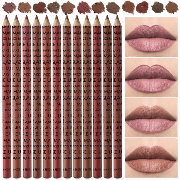 Set of 3/6/12 Matte Nude Lip Liner Pencils – Smooth-Glide Long-Lasting Lipliners for Precise Definition