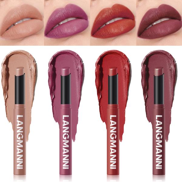 Velvet Matte Lipstick with Hydrating Formula - Waterproof, Long-Lasting & Highly Pigmented Lip Color - 12 Shades