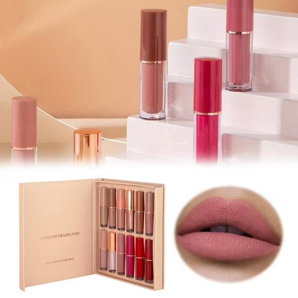 12-Color Matte Liquid Lipstick Set 2.5ml Each – Mocmallure Velvet Lip Gloss Combo