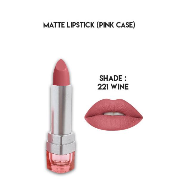 Glamorous Face Matte Lipstick with Vitamin E & Aloe Vera - Pink Case