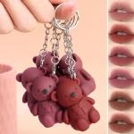Gloss Texture Lip Glaze with Velvet Lip Bear Keychain - Long Lasting Lipstick for Women and Girls