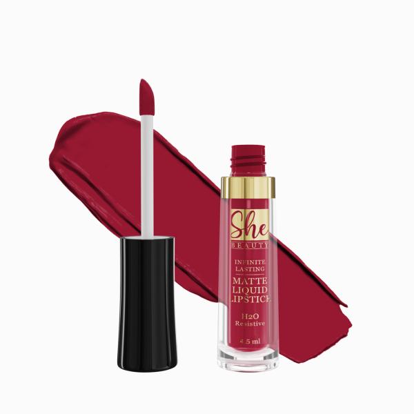 She Beauty Liquid Lipstick Velvety Red - Long-Lasting Matte Finish, Comfortable Wear