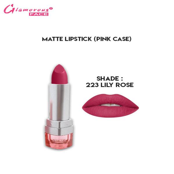 Glamorous Face Matte Lipstick with Vitamin E & Aloe Vera - Pink Case