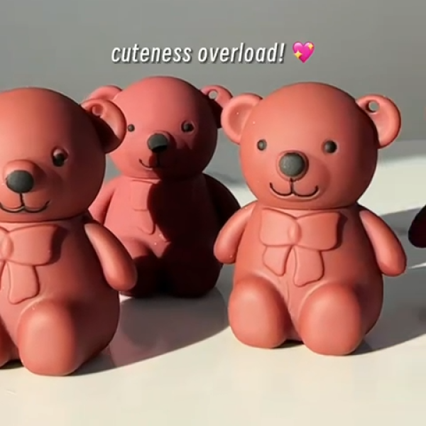 Teddy Bear Keychain Style Matte Lip Gloss with Smooth Finish and Portable Design for Girls