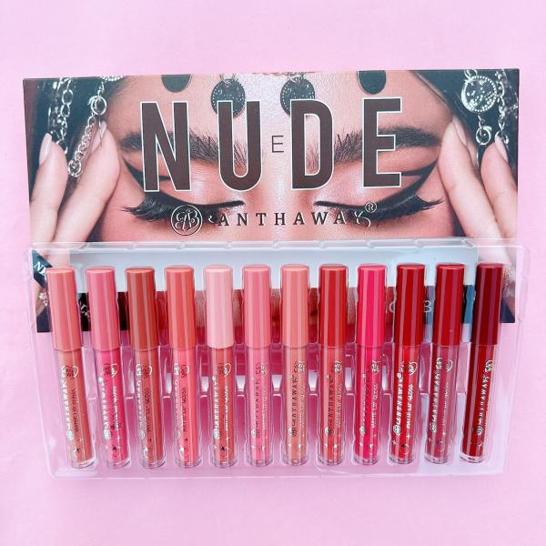 Beautious Matte Lipgloss Set of 12 - Nude and Reddish Shades