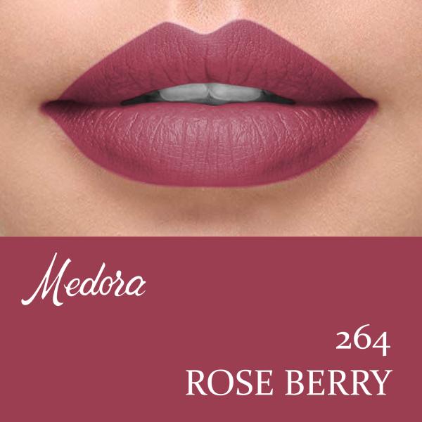 Medora Lipstick Shade 264 Rose Berry - Creamy, Long-Lasting Rich Color Lipstick