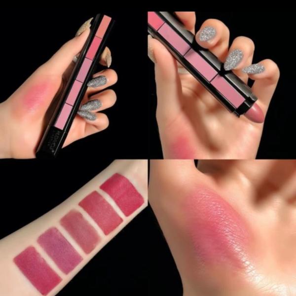 5 in 1 Mini Pen Lipstick Set - Multicolor Matte Lipsticks with Gloss and Lip Oil