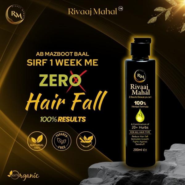 Rivaaj Mahal Premium Herbal Hair Oil – Natural Formula for Hair Growth, Strength & Dandruff Care, 200ml