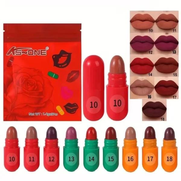 Tijarat Online Mini Matte Lipstick Capsule Set – 9/12/18 Vibrant Colors with Waterproof and Sweat-Resistant Formula